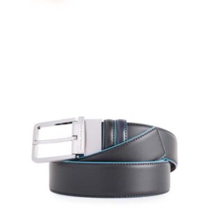 Cintura uomo reversibile con fibbia ad ardiglione nero - blu