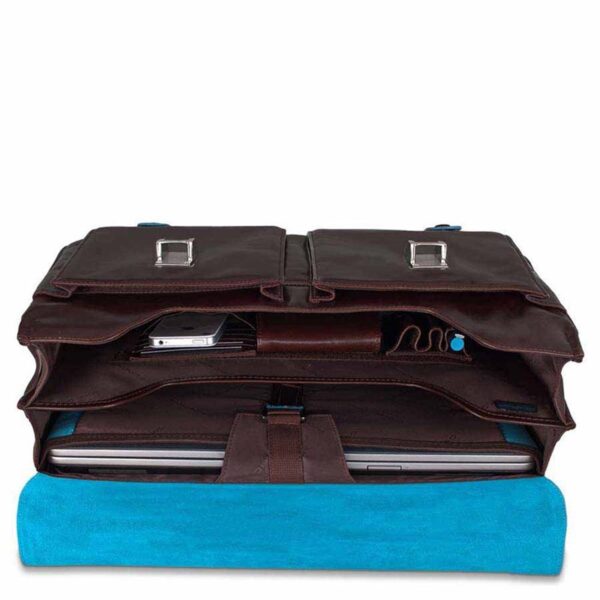 Cartella 2 soffietti 2 tasche frontali piquadro blue square