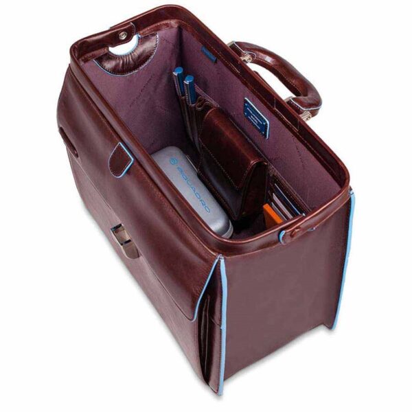 Borsa da medico piquadro tutta pelle blue square