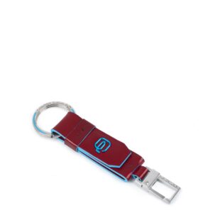 Portachiavi piquadro con inserto in pelle blue square