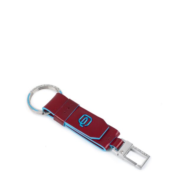 Portachiavi piquadro con inserto in pelle blue square