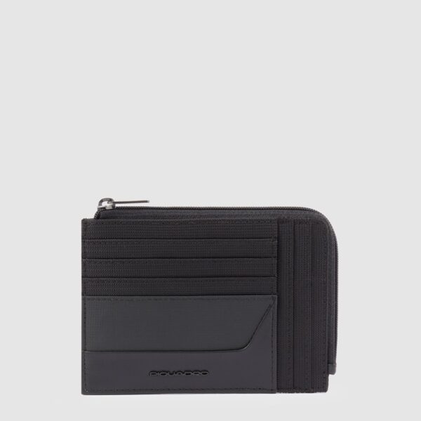 Bustina piquadro porta monete in pelle e tessuto