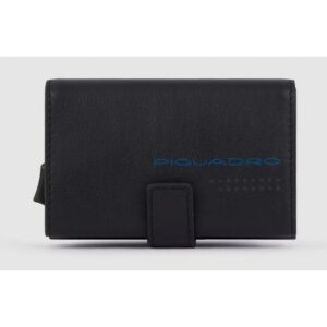 Porta carte di credito con meccanismo in metallo