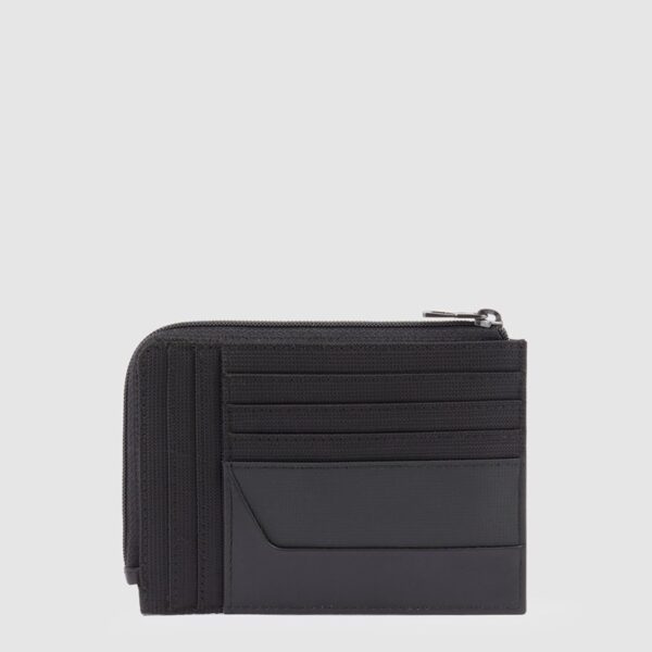 Bustina piquadro porta monete in pelle e tessuto