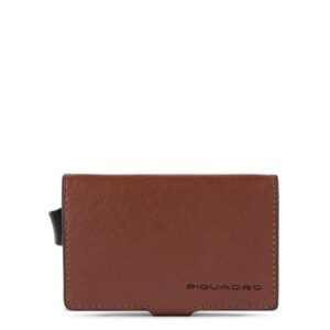 Porta carte di credito piquadro in metallo e pelle